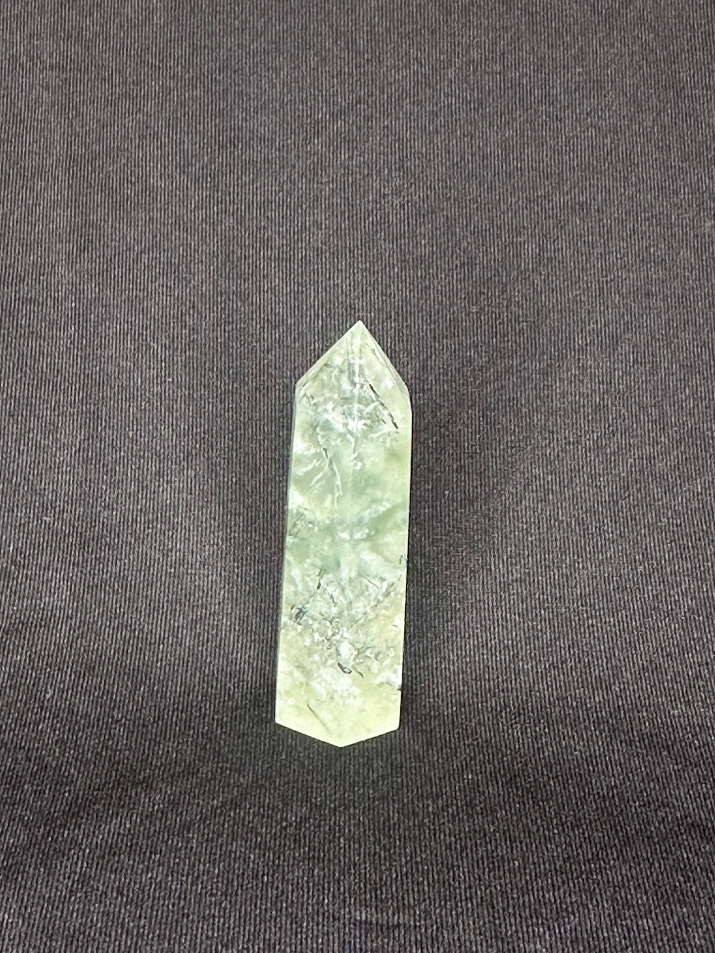 Natural Crystal Quartz Prehnite Wand Point