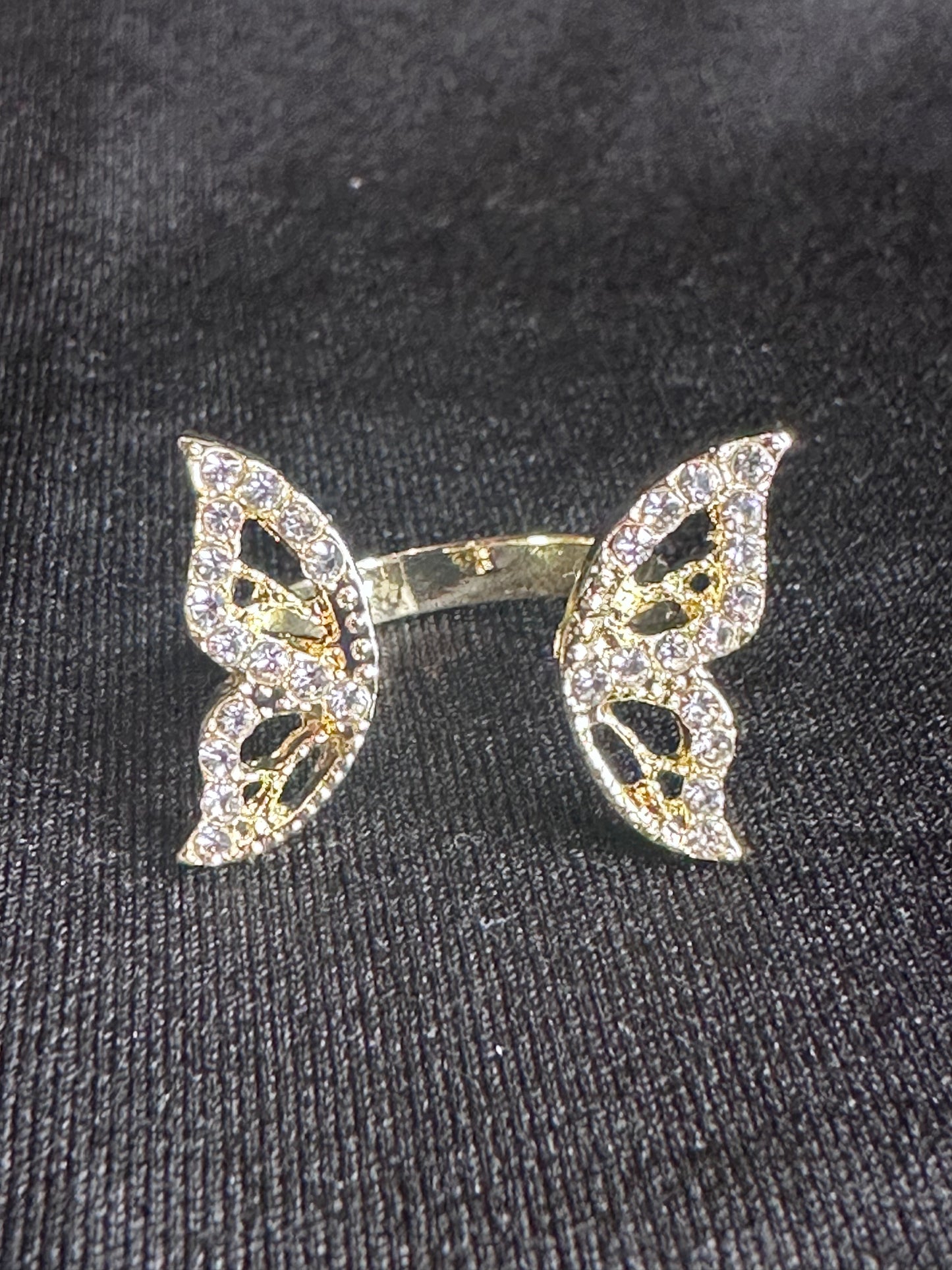 Rhinestone Butterfly Decor Cuff Ring