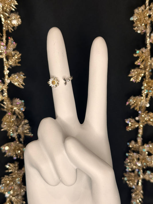Flower Decor Cuff Ring