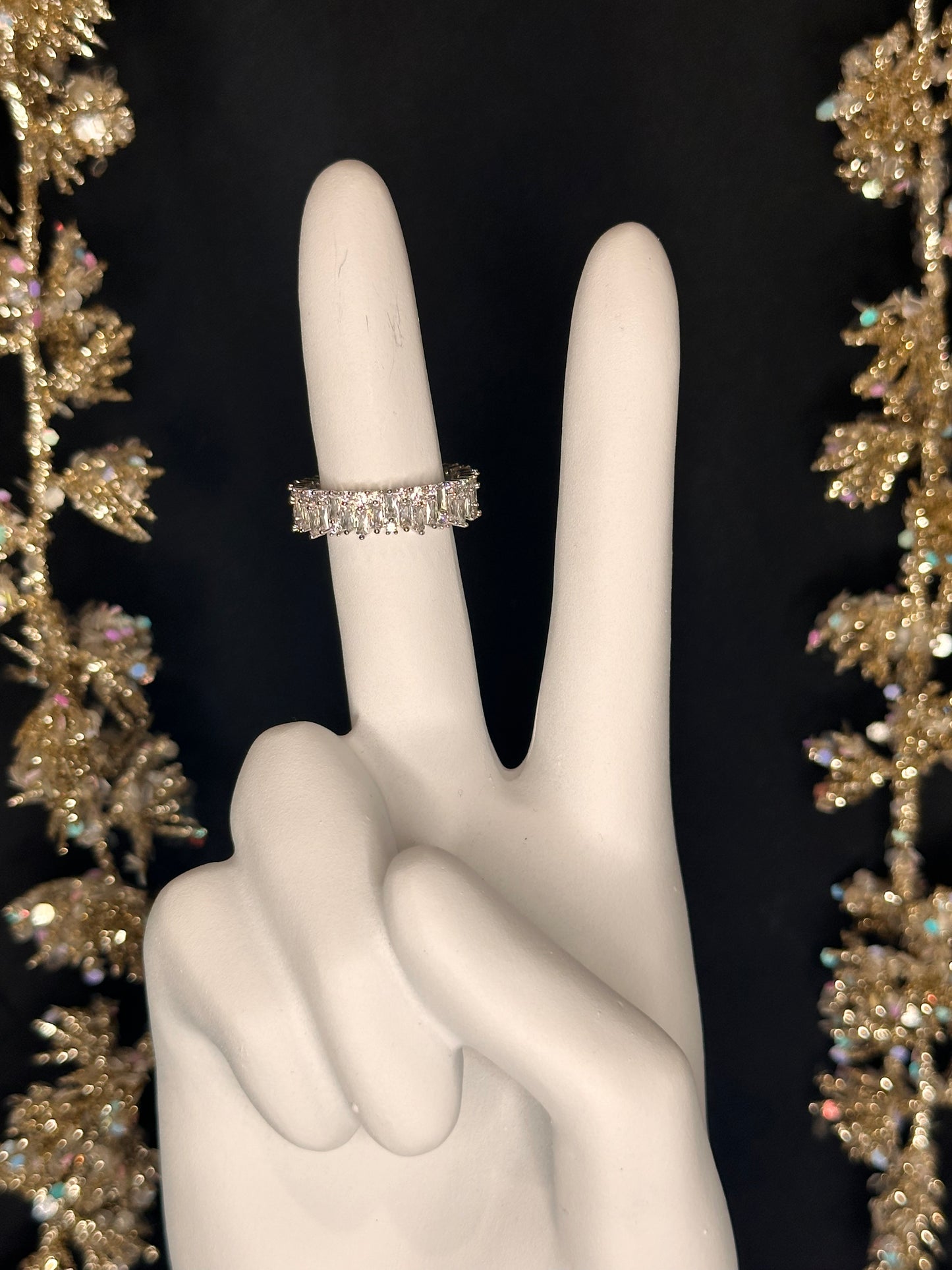 Glittery Cubic Zirconia Copper Creative Tree Leaf Design Deluxe Feeling Trendy Adjustable Open Ring