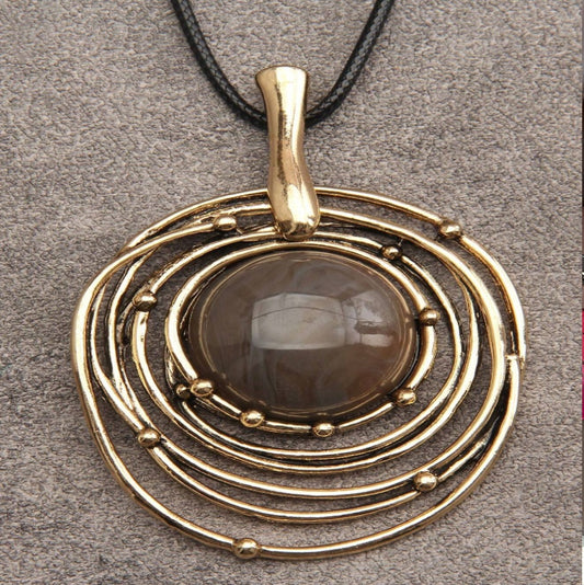Irregular & Minimalist & Geometric Yellow Gold-Color Circle Shape Pendant Necklac