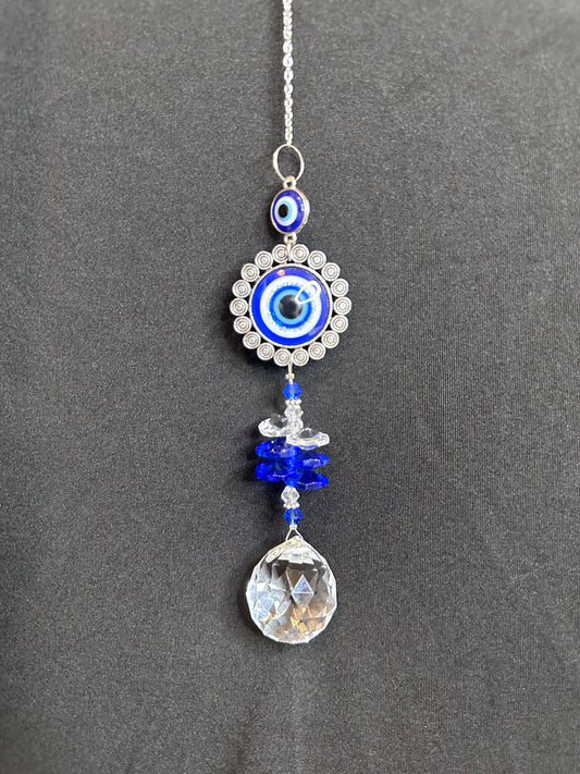 Blue Evil Eye Crystal Suncatcher A