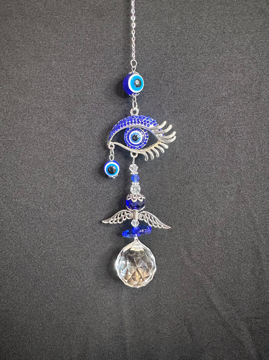 Blue Evil Eye Crystal Suncatcher B