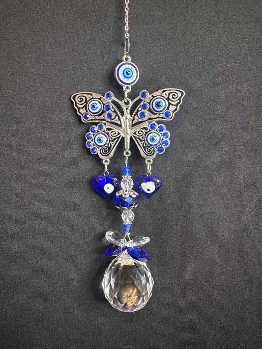 Blue Evil Eye Crystal  Suncatcher C