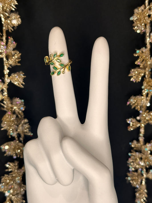 Green cubic zirconia open ring